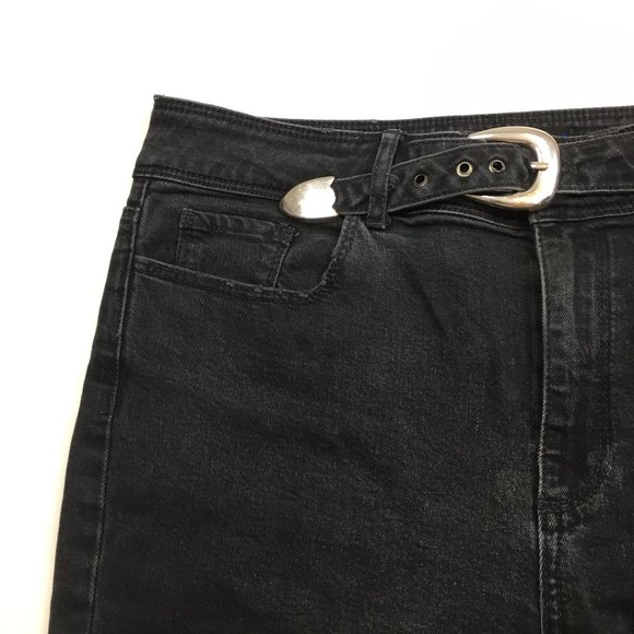 PAIGE Premium Denim Riot Wash Hoxton Ankle Peg Belted Raw Edge Hem Jeans - Picture 6 of 15